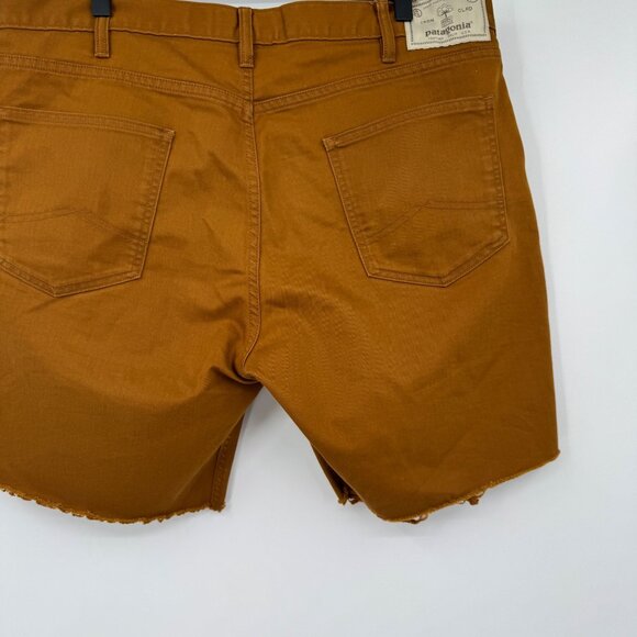 Patagonia men's size 36 were straight fit cut off raw hem worn in brown twill je - Picture 10 of 15